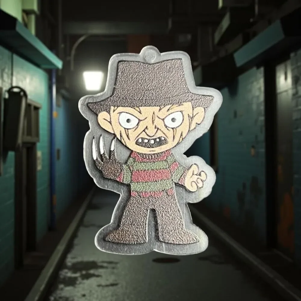 Halloween Freddy Kruger Plastic Color Key Chain Charm 1.5” B6